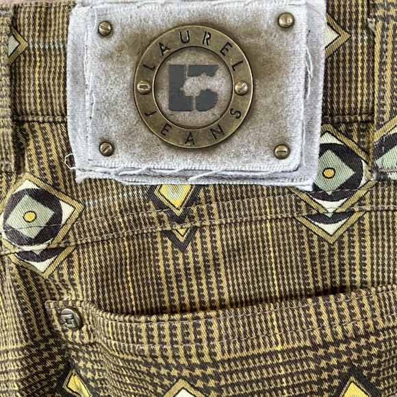 VTG 90s Plaid Preppy Funky Pants Tiki Academia Geometric Green High Waist EU36 - Picture 10 of 11